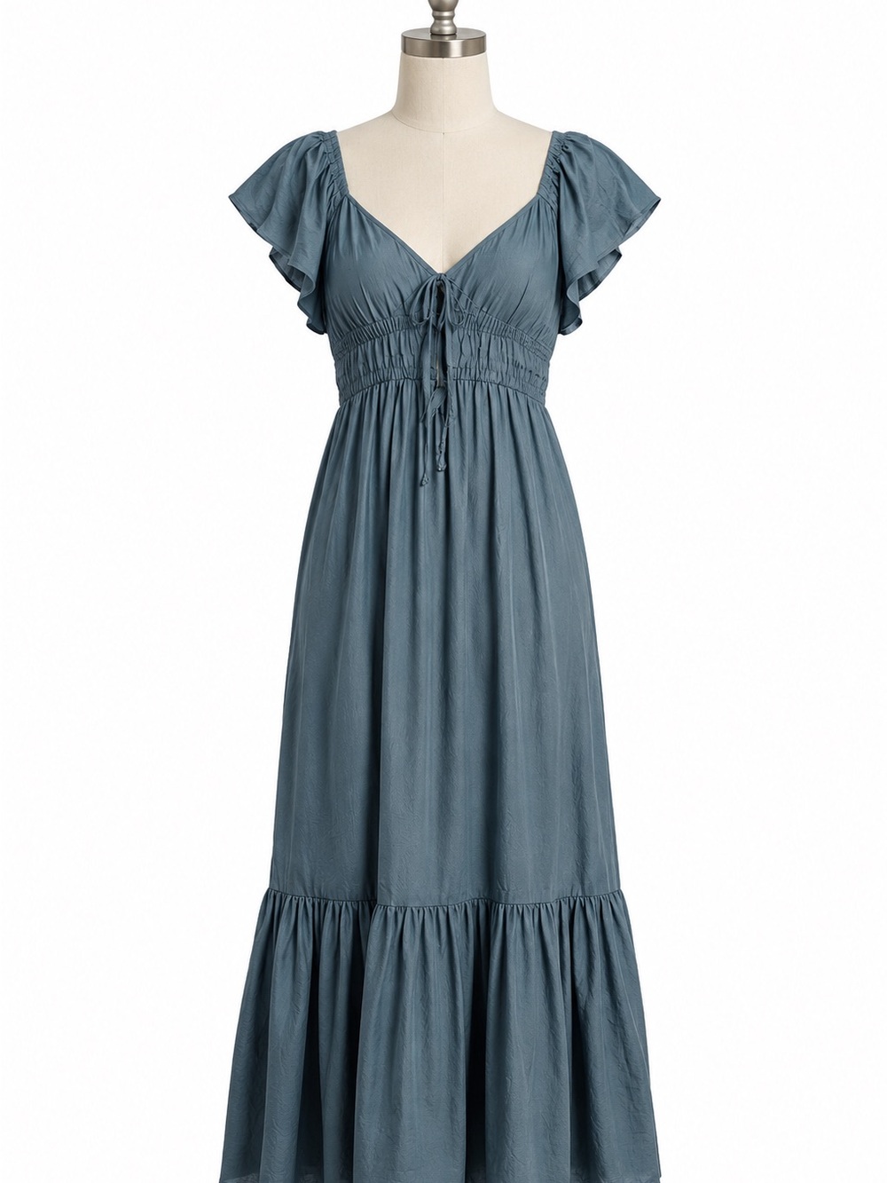 Blu Pepper Teal Sweetheart Shirred Maxi Dress SZ S Cottagecore - Picture 3 of 9